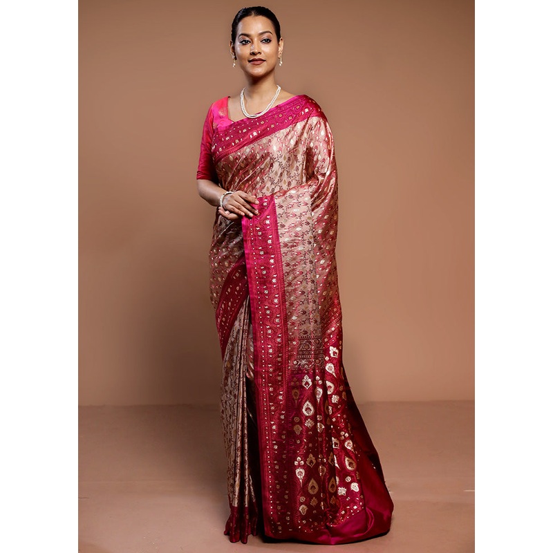 Rust Tanchoi Silk Saree With Blouse Piece - JD986589286