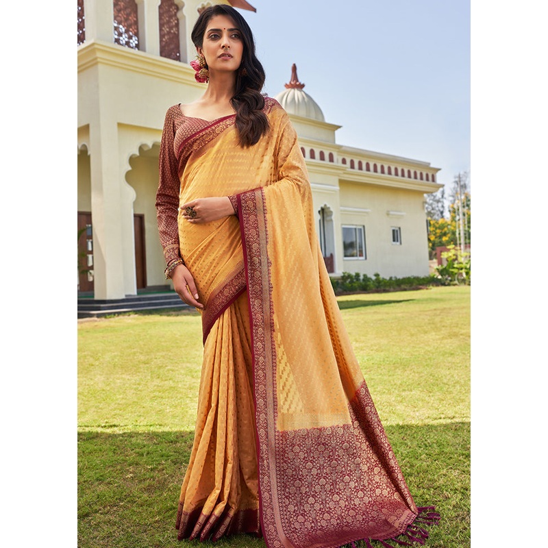 Beige Georgette Saree With Blouse Piece - JD986589074