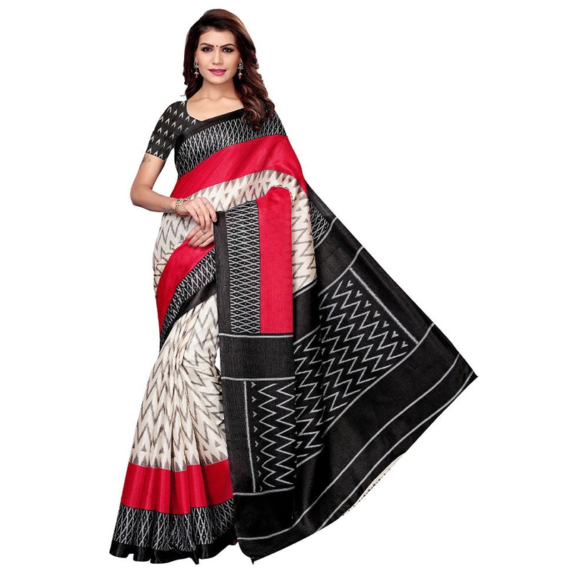 Black Dupion Silk Saree With Blouse Piece - JD986589158