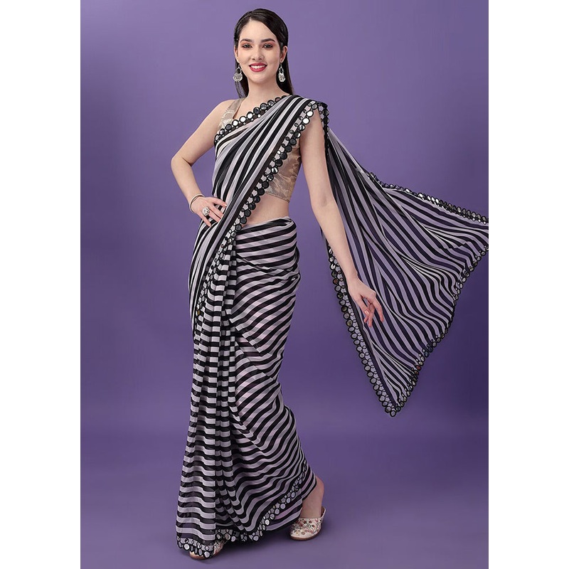 Black Georgette Saree With Blouse Piece - JD986589172