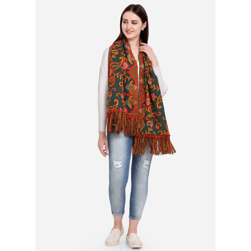 Green Cotton Dupatta - JD986588872