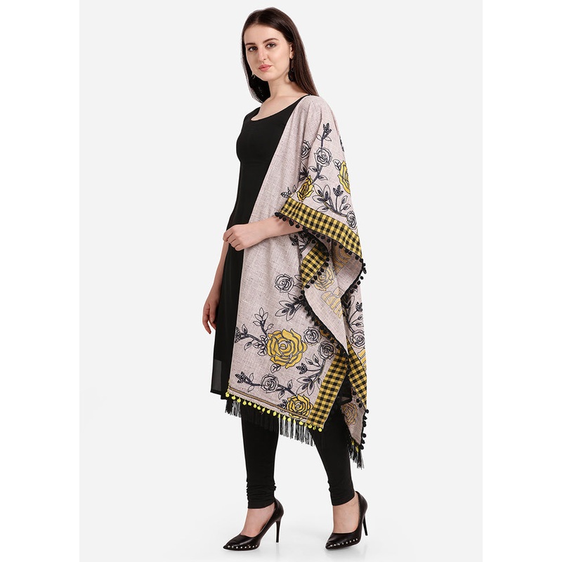 Grey Cotton Dupatta - JD986588877