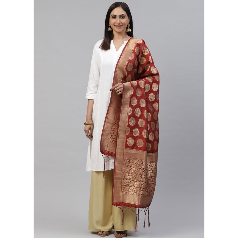 Maroon Art Silk Dupatta - JD986588886