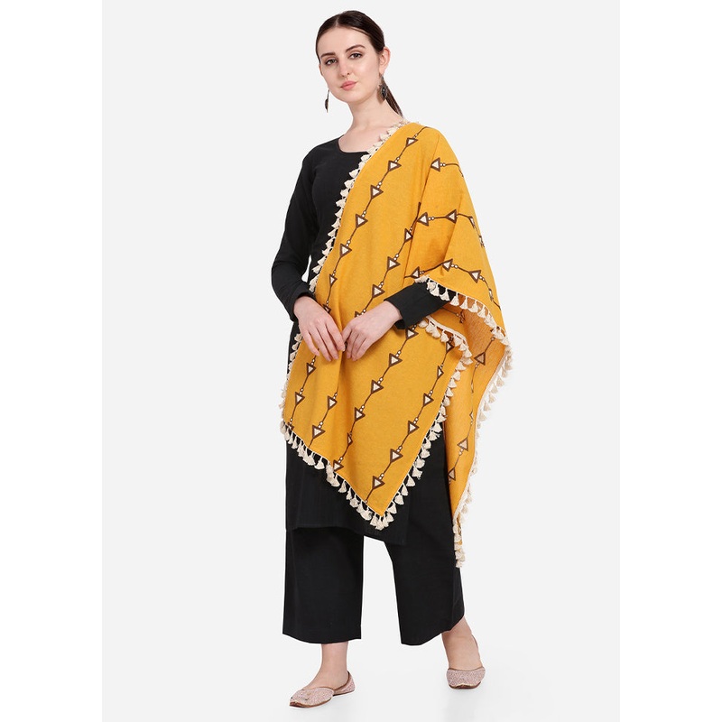 Mustard Cotton Dupatta - JD986588911