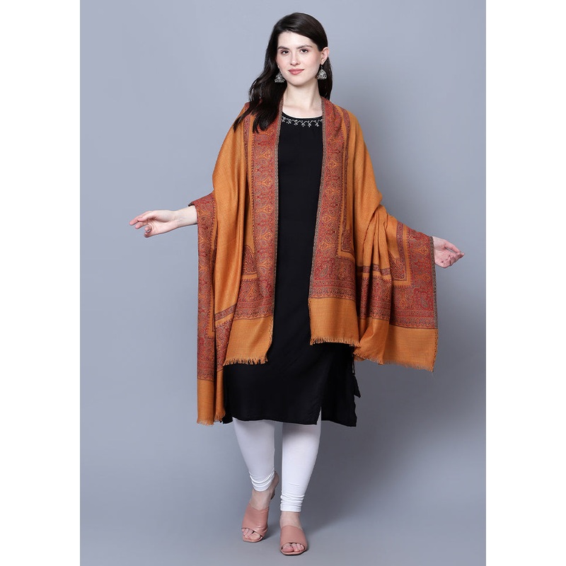 Mustard Fine Wool Shawl - JD986588912