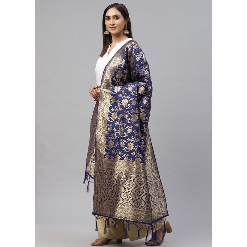 Navy Blue Art Silk Dupatta - JD986588913