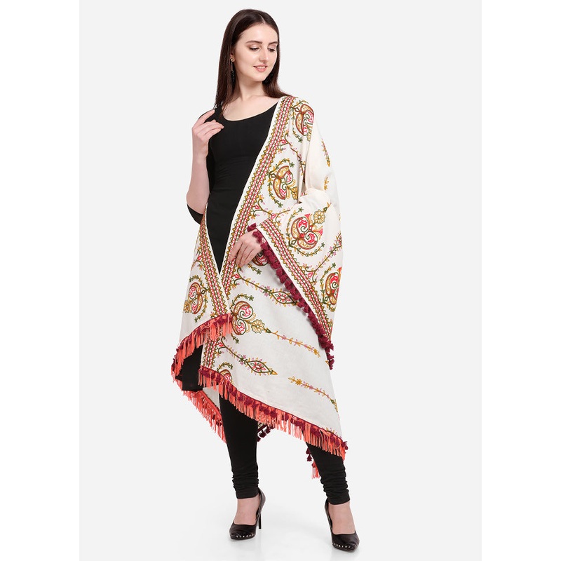 Off White Cotton Dupatta - JD986588924