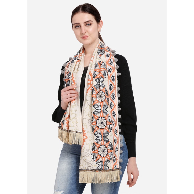 Off White Cotton Dupatta - JD986588926