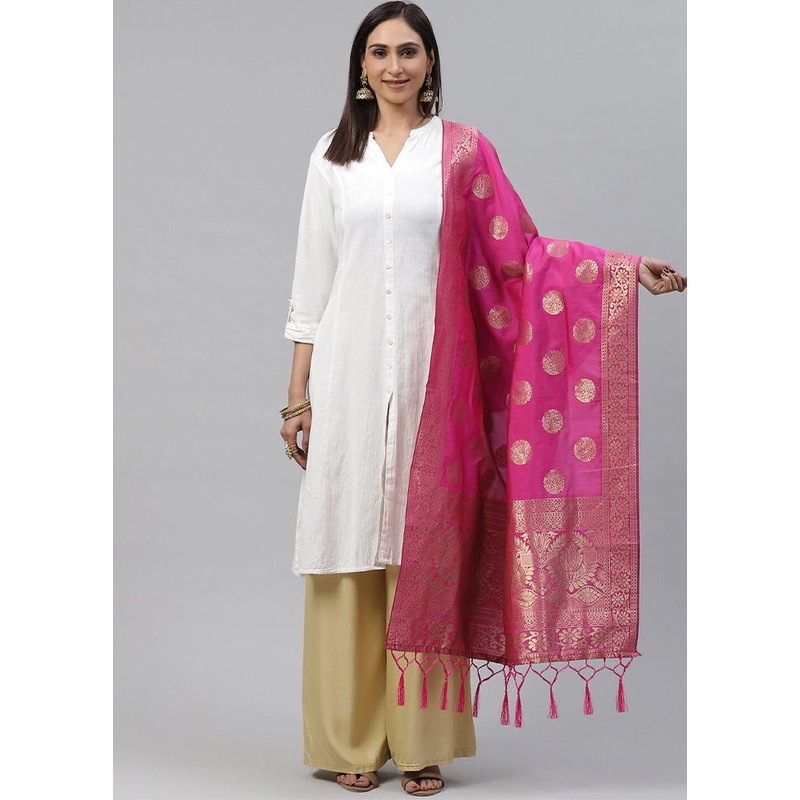 Pink Art Silk Dupatta - JD986588937