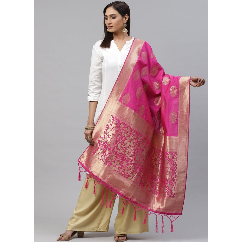 Pink Art Silk Dupatta - JD986588938