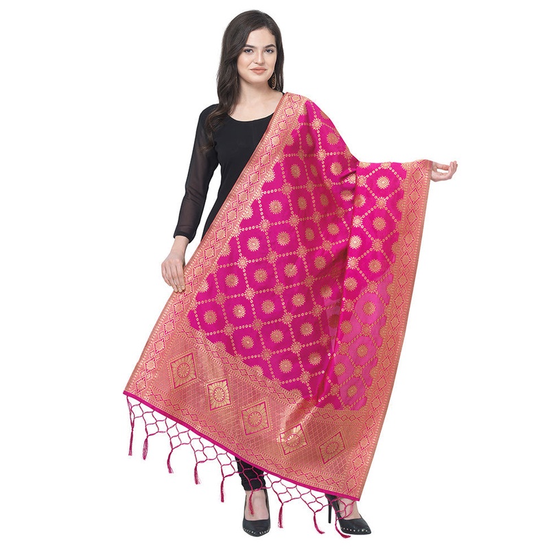Pink Jacquard Dupatta - JD986588957