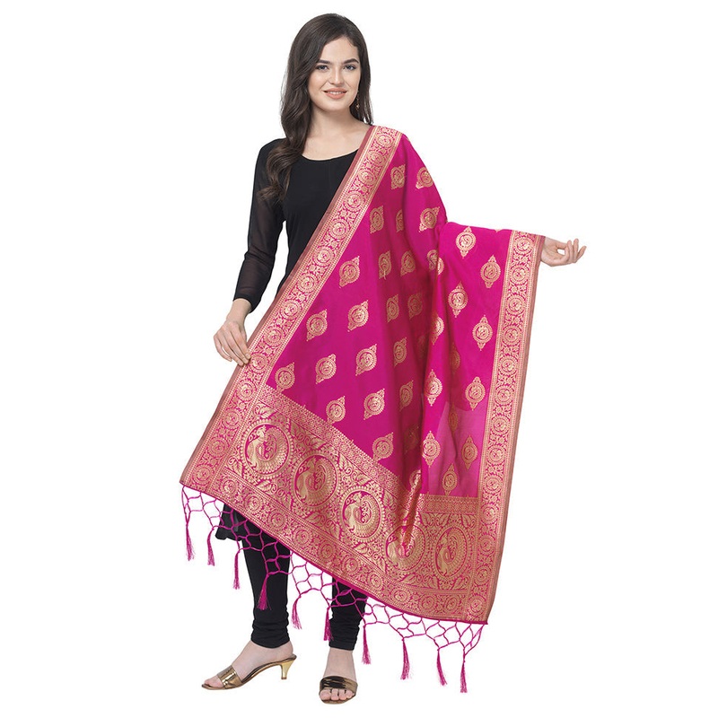 Pink Jacquard Dupatta - JD986588959