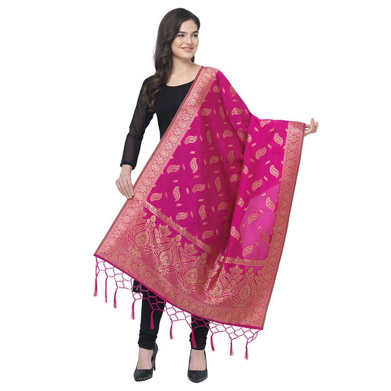 Pink Jacquard Dupatta - JD986588960