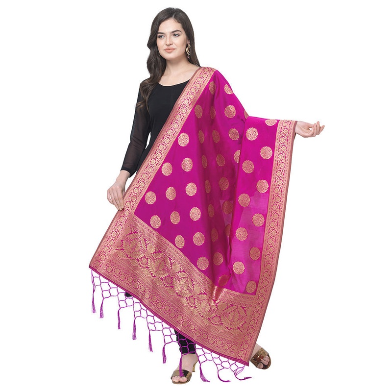 Pink Jacquard Dupatta - JD986588961