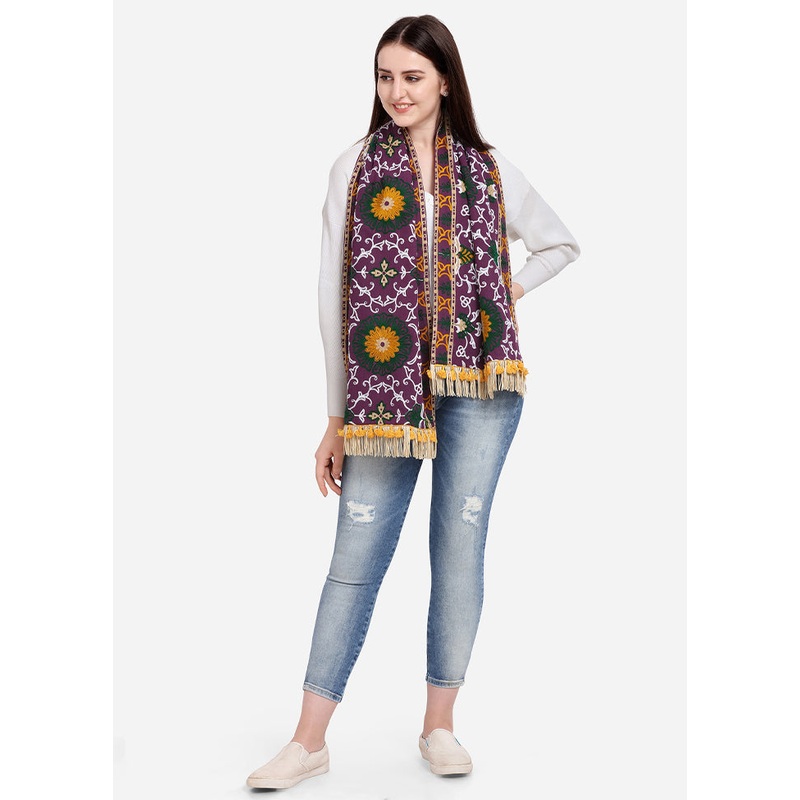 Purple Cotton Dupatta - JD986588962