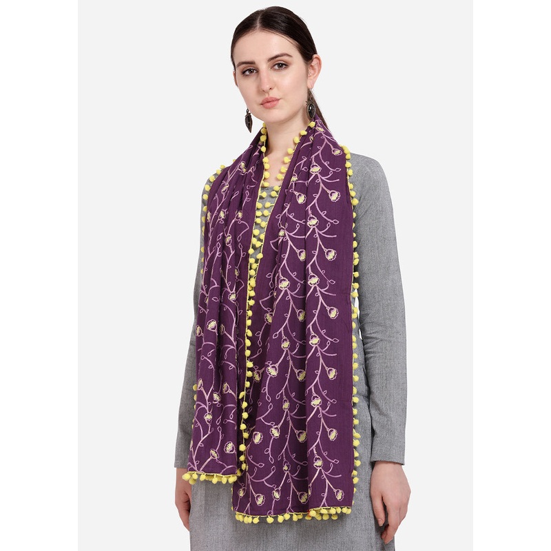 Purple Cotton Dupatta - JD986588963