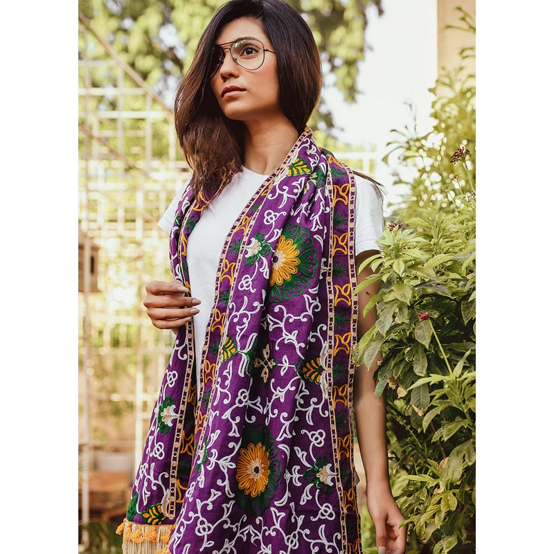 Purple Cotton Scarf - JD986588965