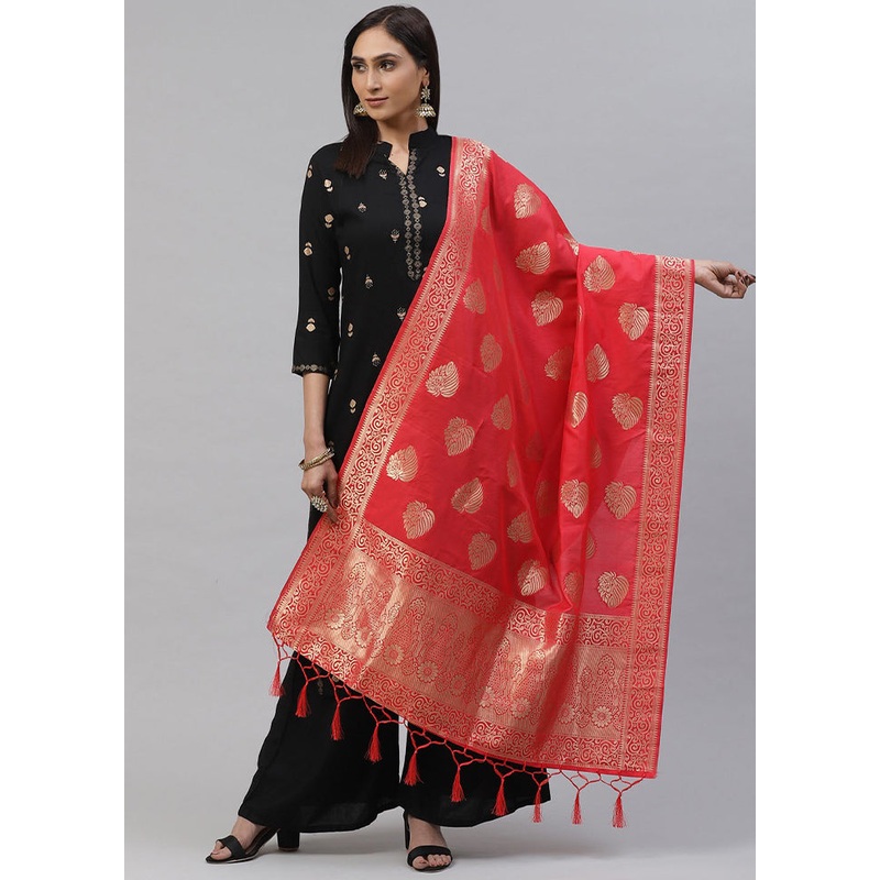 Red Art Silk Dupatta - JD986588966