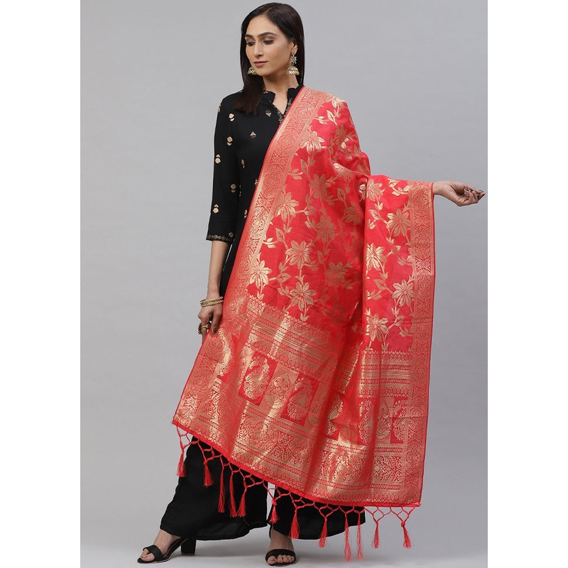 Red Art Silk Dupatta - JD986588967