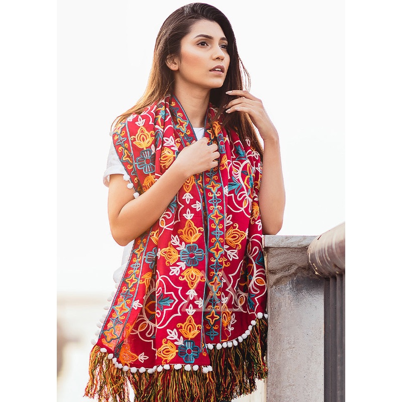 Red Cotton Scarf - JD986589016