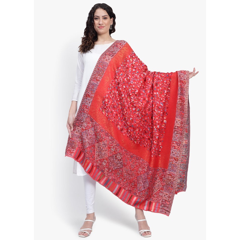 Red Fine Wool Shawl - JD986589012