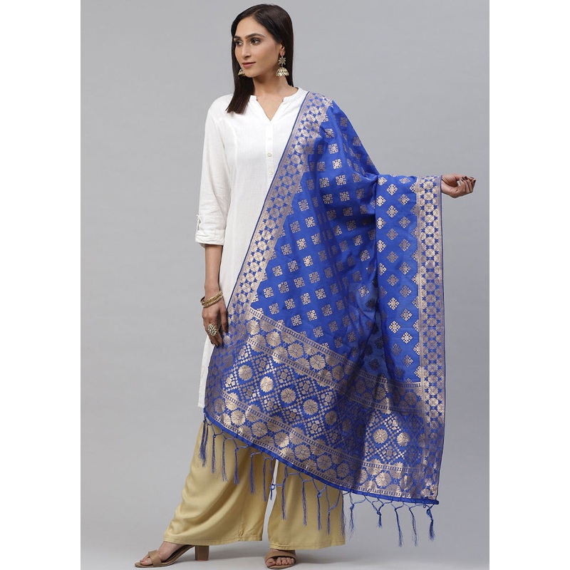 Royal Blue Art Silk Dupatta - JD986589017