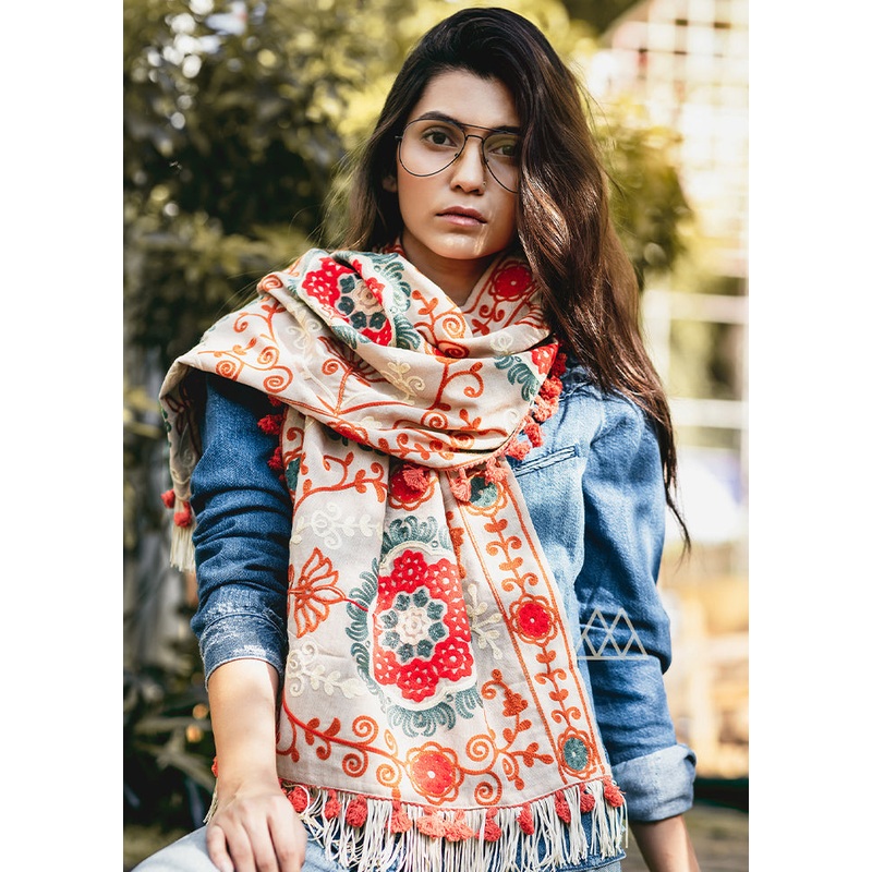 White Cotton Scarf - JD986589028