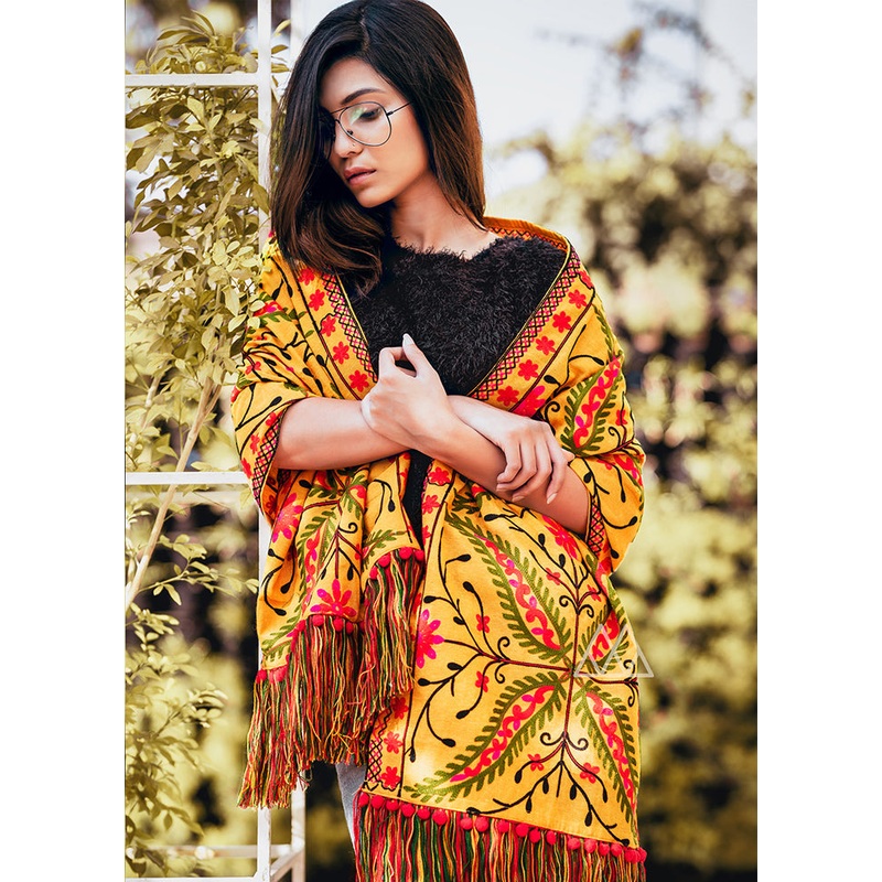 Yellow Cotton Scarf - JD986589037