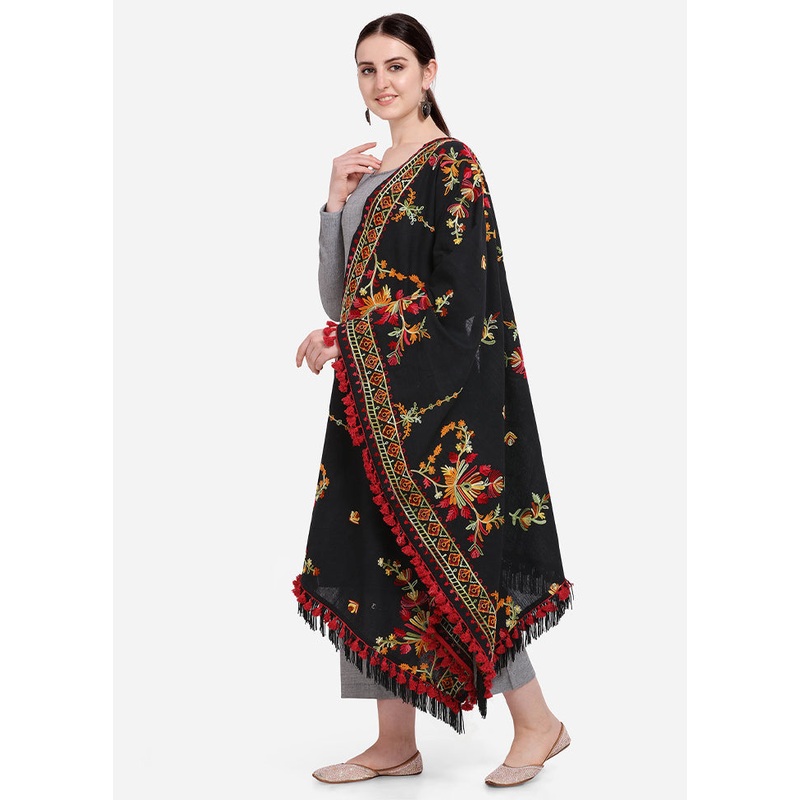 Black Cotton Dupatta - JD986588844