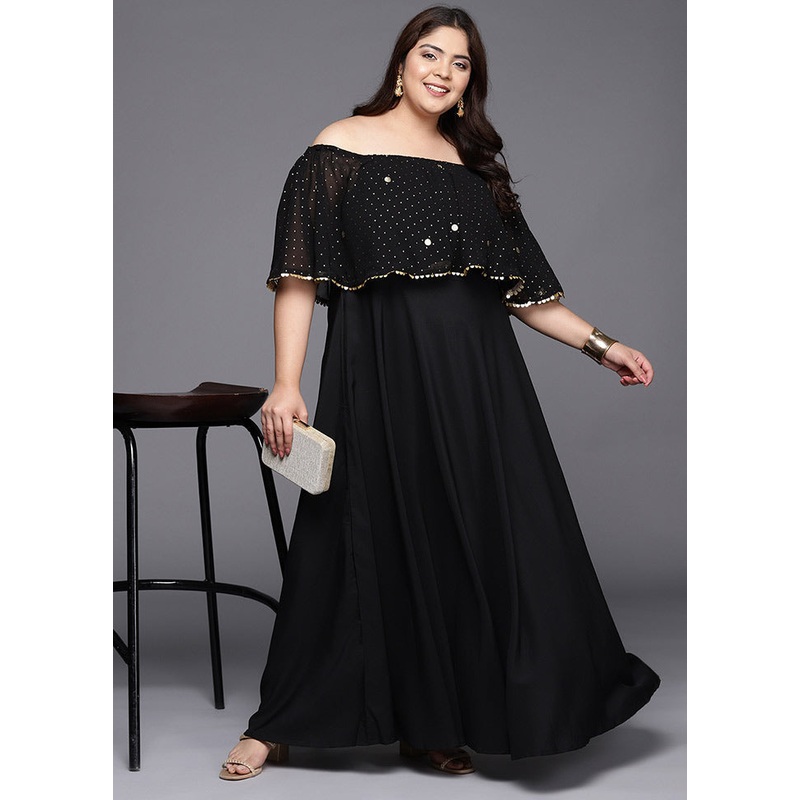 Black Polyester Indian Dress - JD986588727
