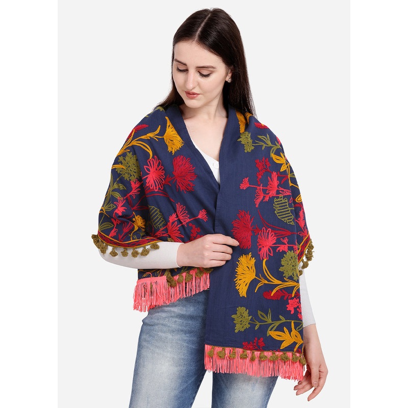 Blue Cotton Dupatta - JD986588854