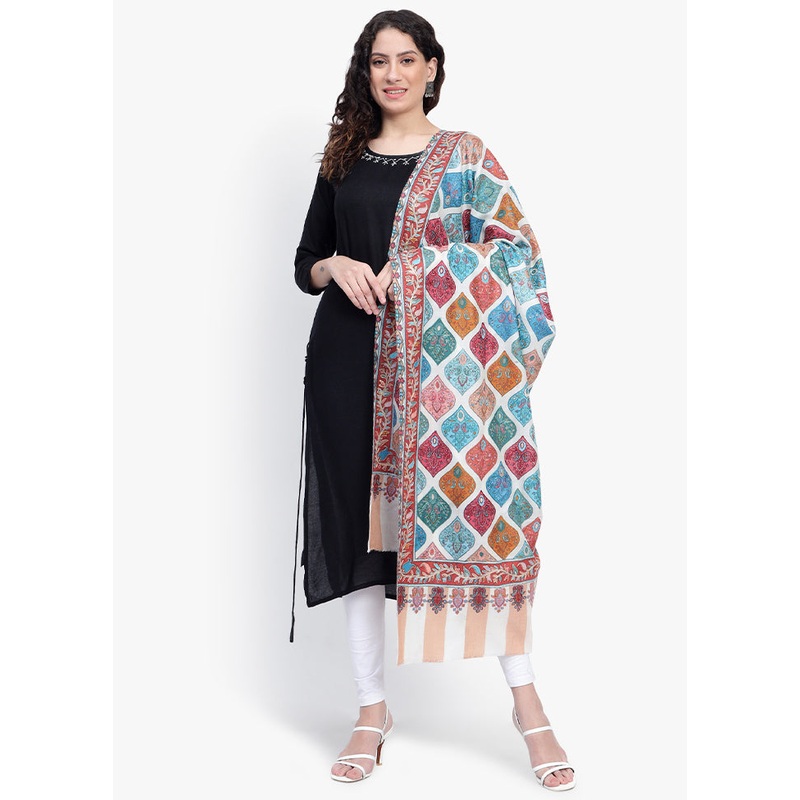 Cream Fine Wool Shawl - JD986588859