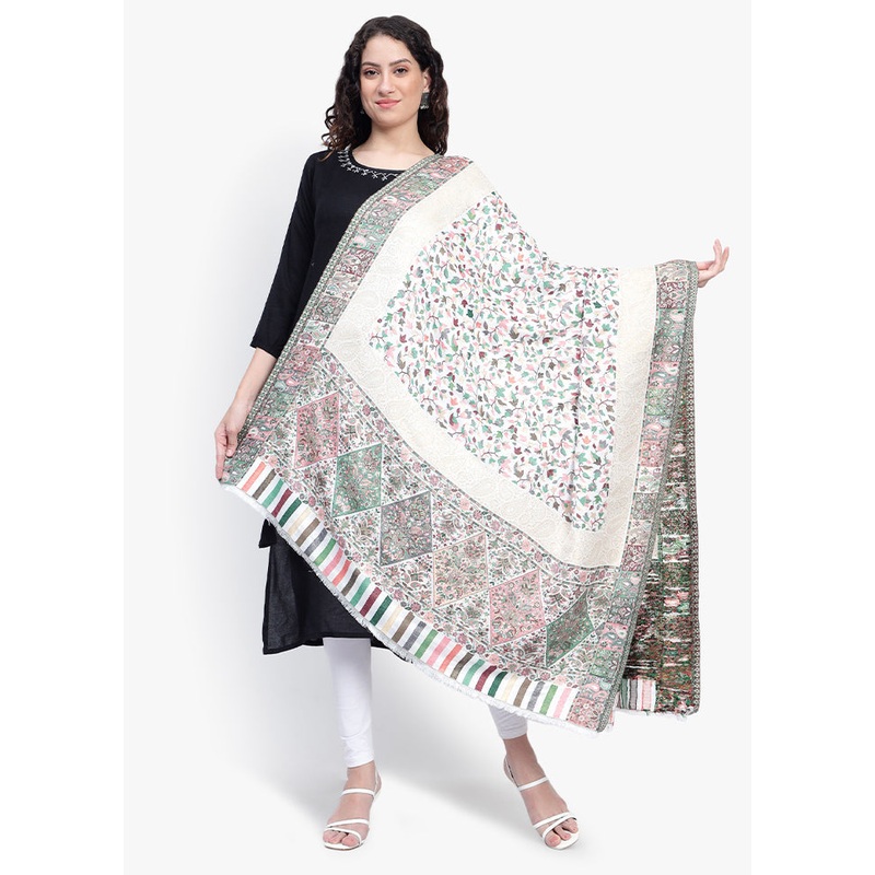 Cream Fine Wool Shawl - JD986588860