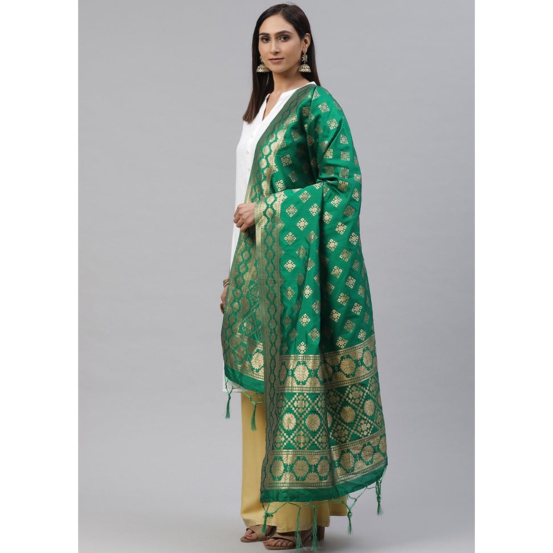 Green Art Silk Dupatta - JD986588867
