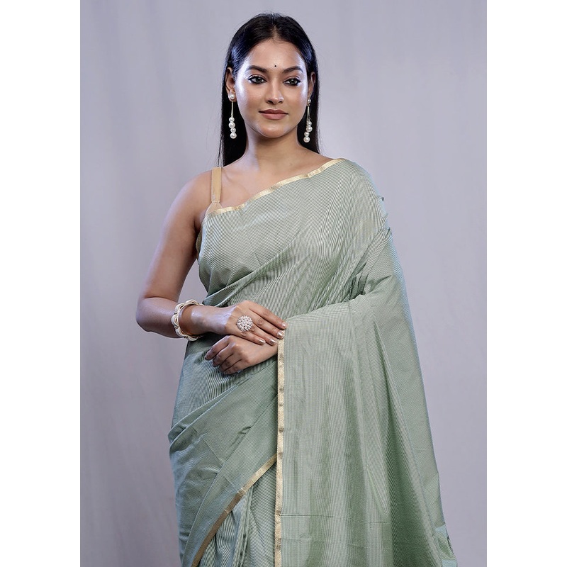 Green Kanjivaram Silk Saree With Blouse Piece - JD986588820