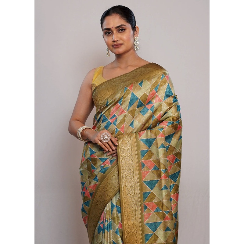 Multicolor Dupion Silk Saree With Blouse Piece - JD986588797