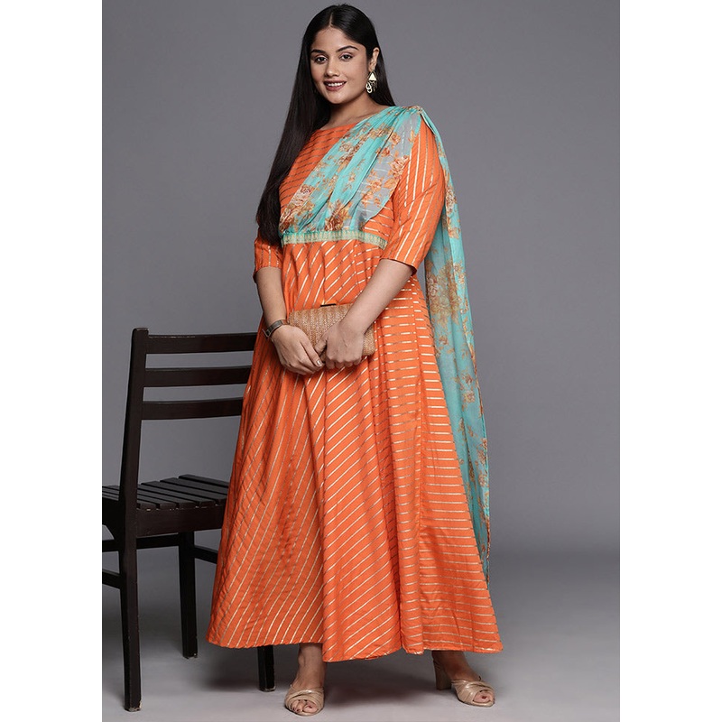 Orange Polyester Indian Dress - JD986588730