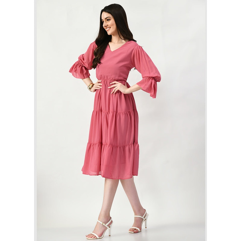 Pink Polyester Dress - JD986588708