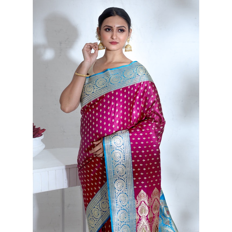 Purple Banarasi Pure Silk Saree With Blouse Piece - JD986588778