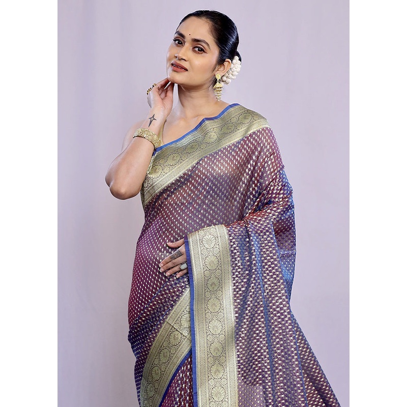 Purple Uppada Silk Saree With Blouse Piece - JD986588754