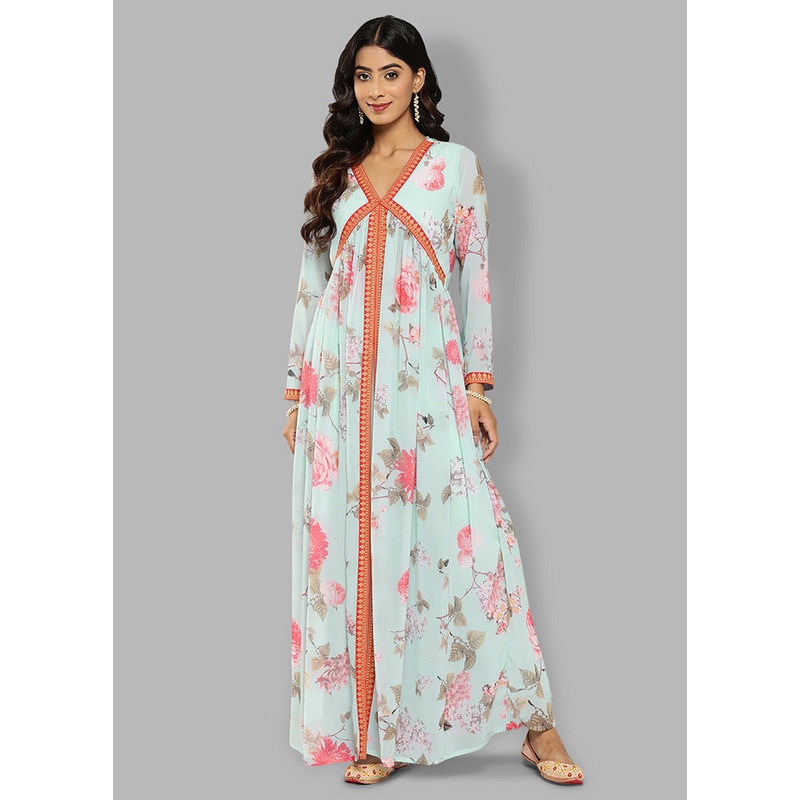 2 Pc Blue Georgette Kurti Set - JD986588574