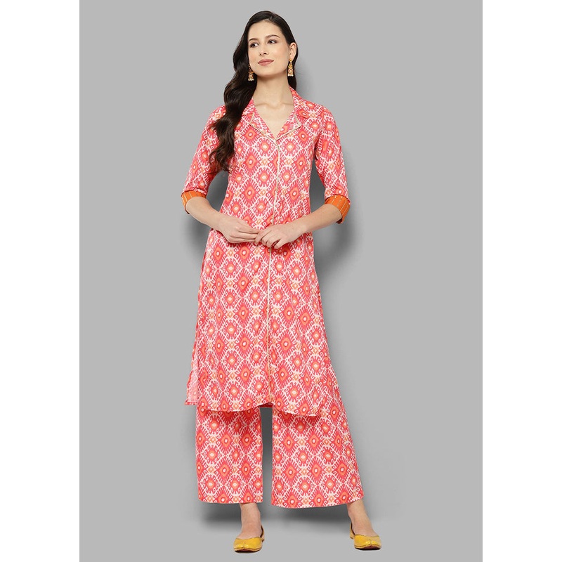 2 Pc Coral Silk Kurti Set - JD986588562