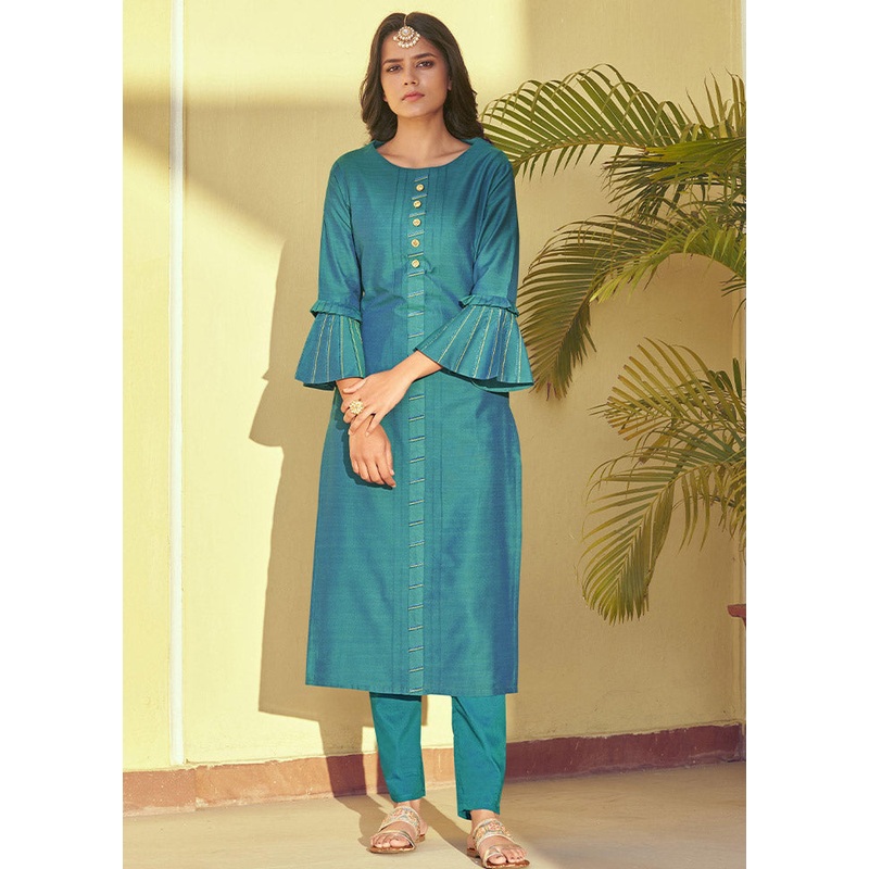 2 Pc Firoza Readymade Silk Kurti Set - JD986588553