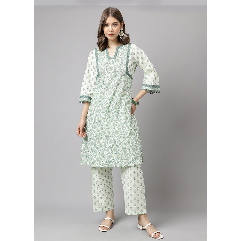 2 Pc Grey Readymade Cotton Kurti Set - JD986588532