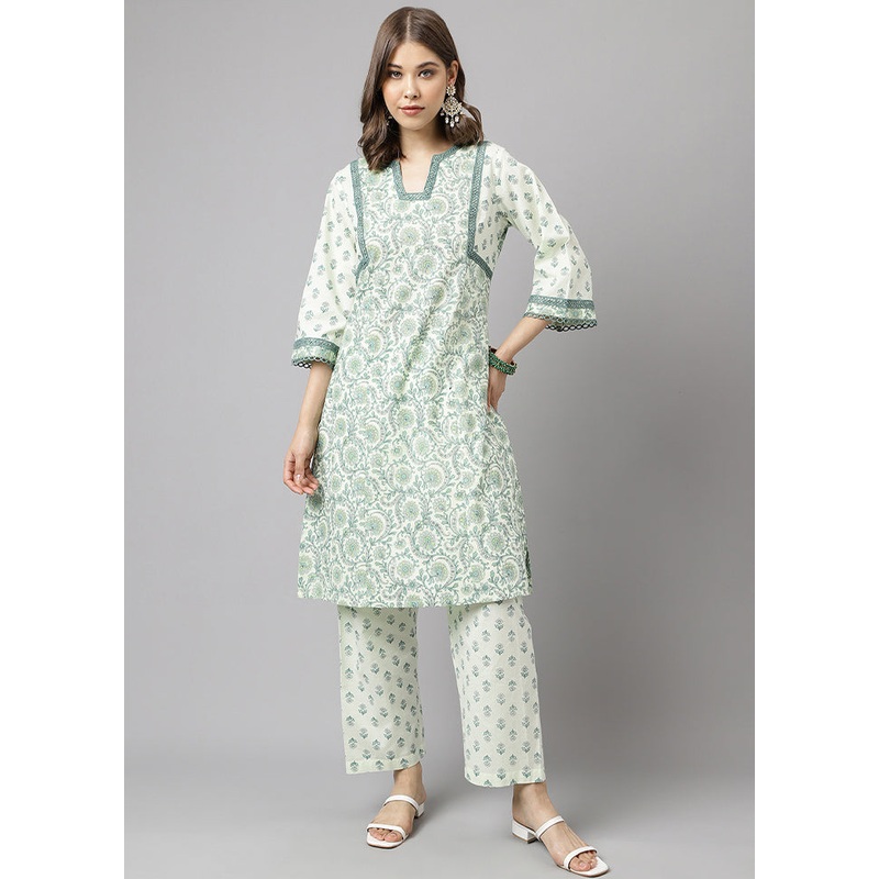 2 Pc Grey Readymade Cotton Kurti Set - JD986588533