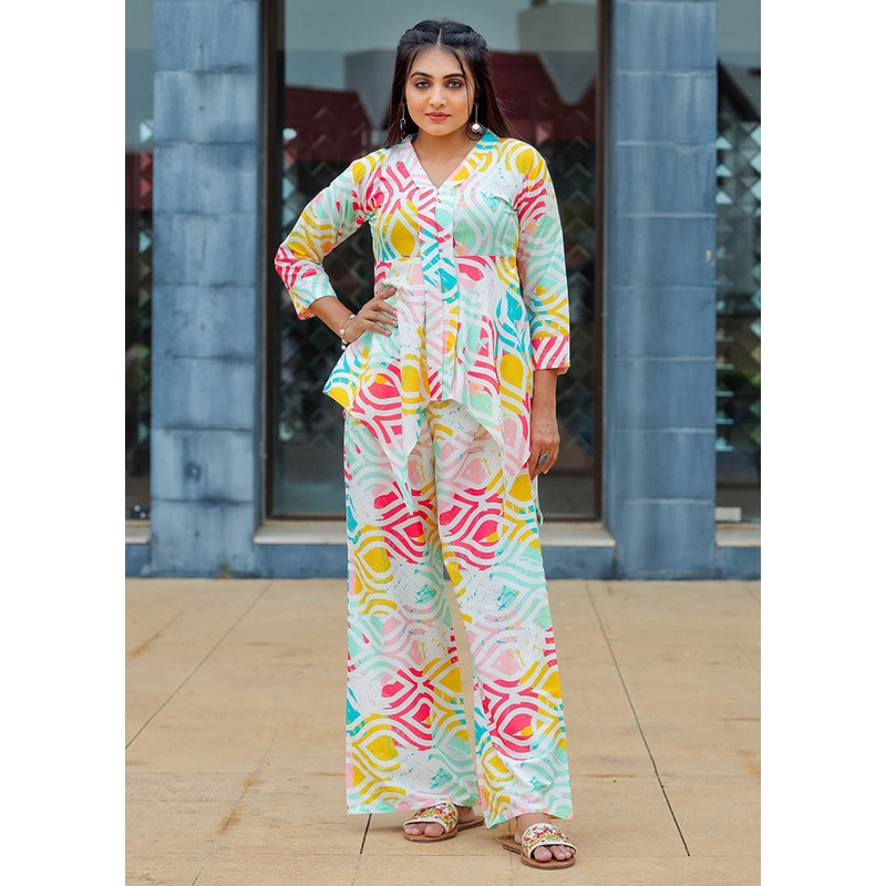 2 Pc Multicolor Readymade Cotton Coord Set - JD986588512
