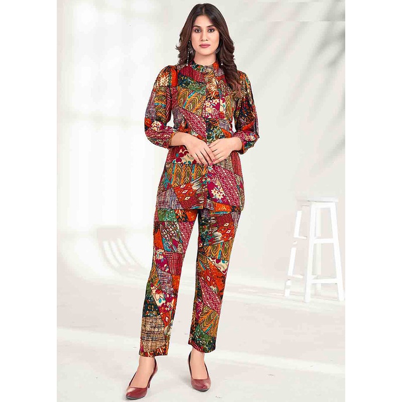 2 Pc Multicolor Readymade Rayon Coord Set - JD986588509