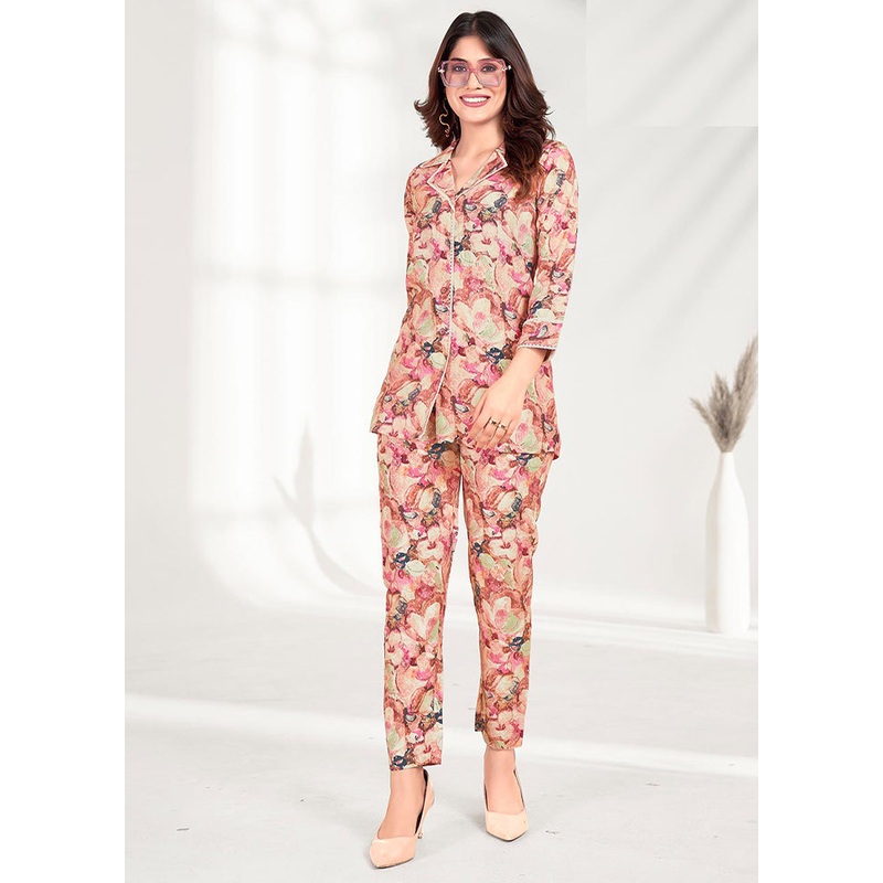 2 Pc Pink Readymade Rayon Coord Set - JD986588466