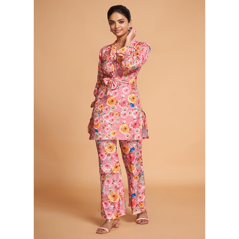 2 Pc Pink Readymade Rayon Kurti Set - JD986588468