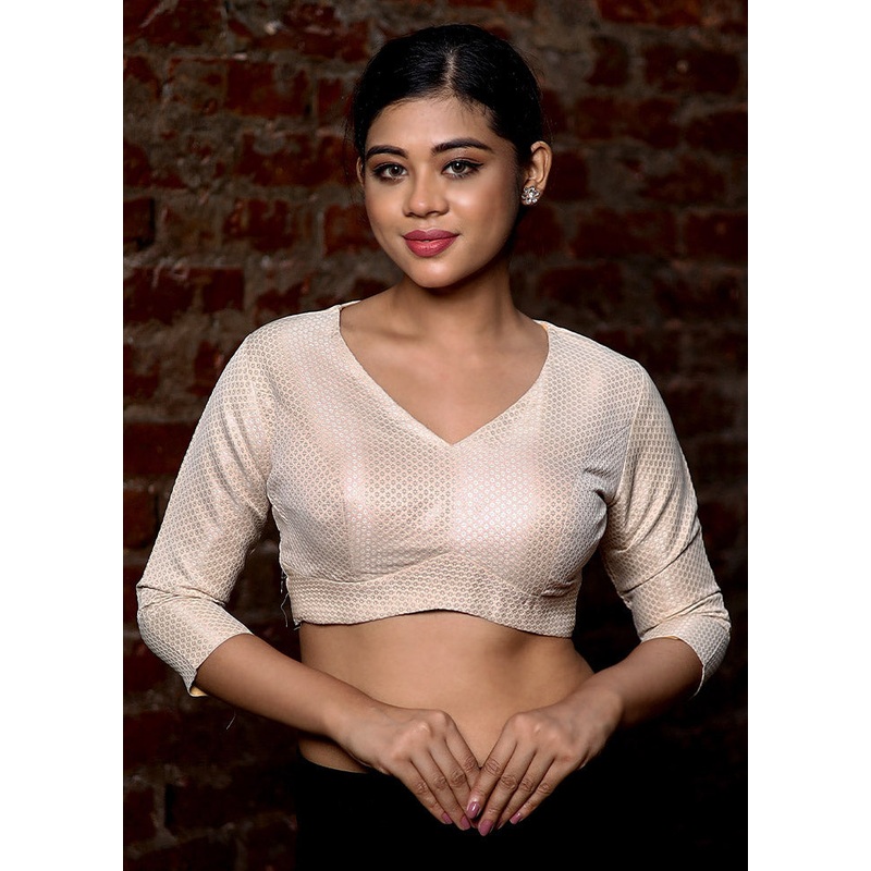 Beige Brocade Designer Blouse - JD986588658